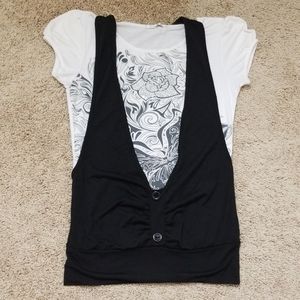 2 piece vest and top, stuck together